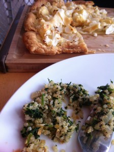 Cauliflower-Pecorino Tart & Quinoa-Spinach Pilaf