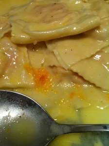 The pasta was too delicate to be served this way...Shoulda been served in a single layer.