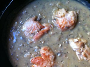 I cut the breasts in half...lame attempt at making them look like more in the pan.