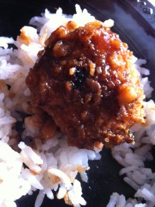 Served over white rice. 